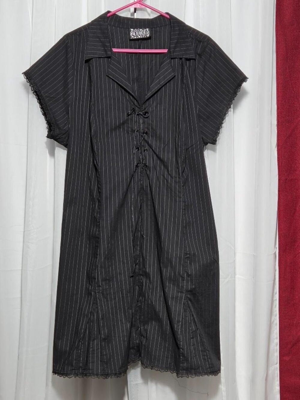 Serious Clothing Pinstripe Lace-Up Gothic Dress Women's Size 3X Made in USA - Picture 2 of 8
